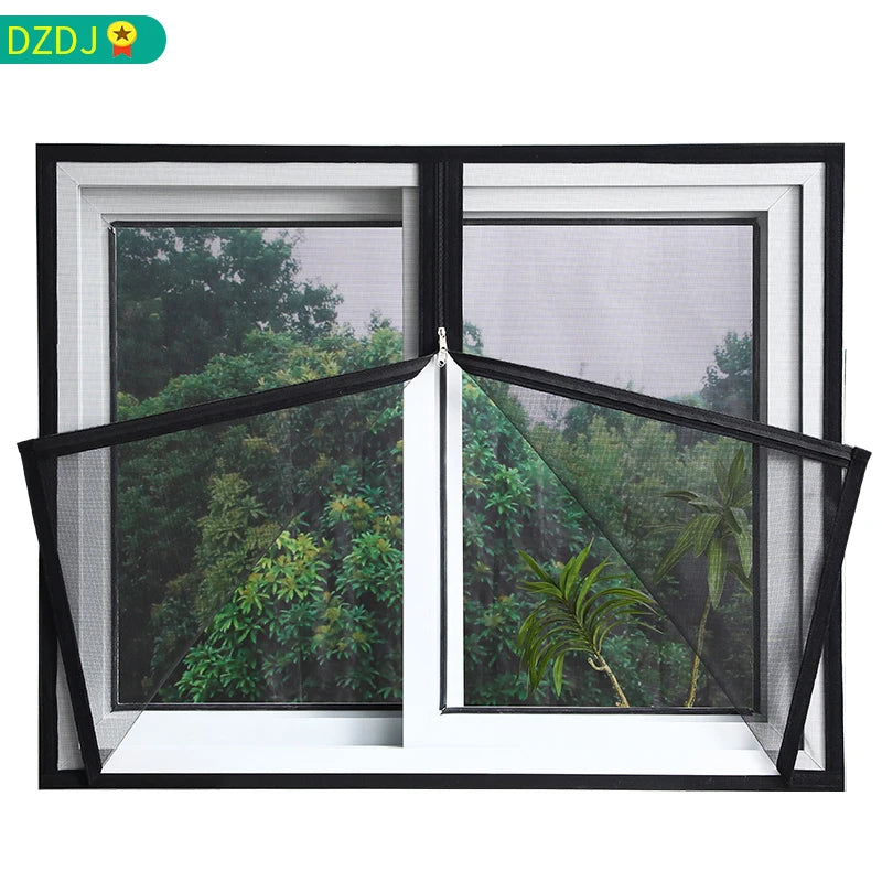 Self-Adhesive Window Mosquito Net with Zipper - Easy Install Bug Screen (Custom Sizes)