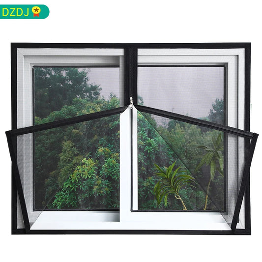 Self-Adhesive Window Mosquito Net with Zipper - Easy Install Bug Screen (Custom Sizes)