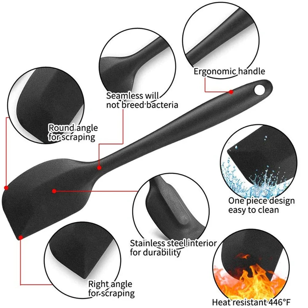 Silicone Spatula Set 6-Piece - Heat Resistant Non-Stick Kitchen Utensils for Cooking & Baking