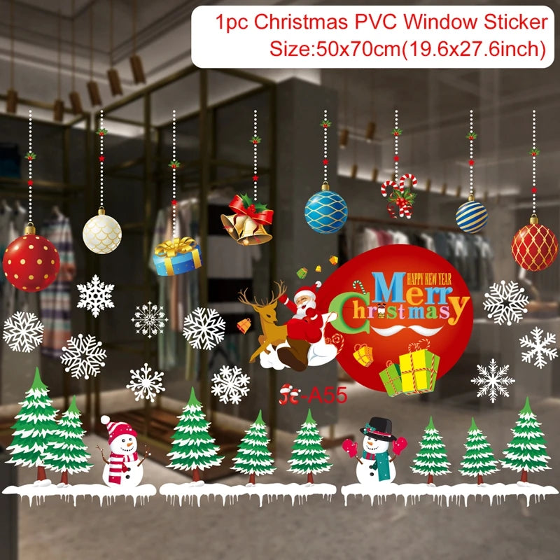 Christmas Window Stickers - Festive Holiday Decals for Home & Kids Room
