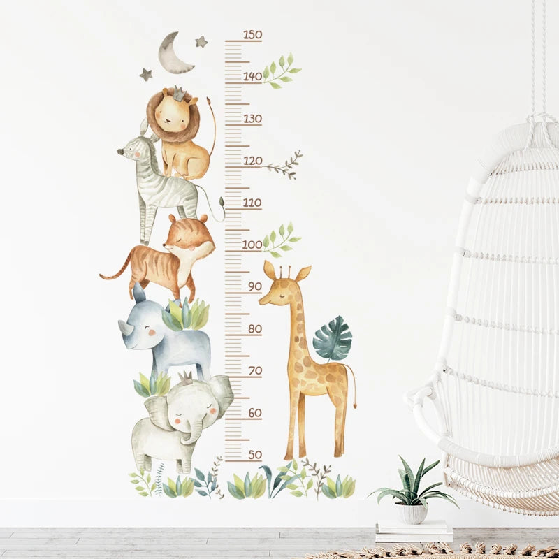 Cartoon Animal Height Chart Wall Stickers - Kids Growth Ruler 3-Piece Set