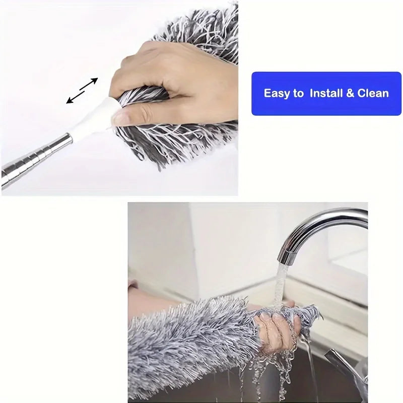 Multifunctional Retractable Duster - Bendable Head for High Ceilings, Furniture & Car Cleaning