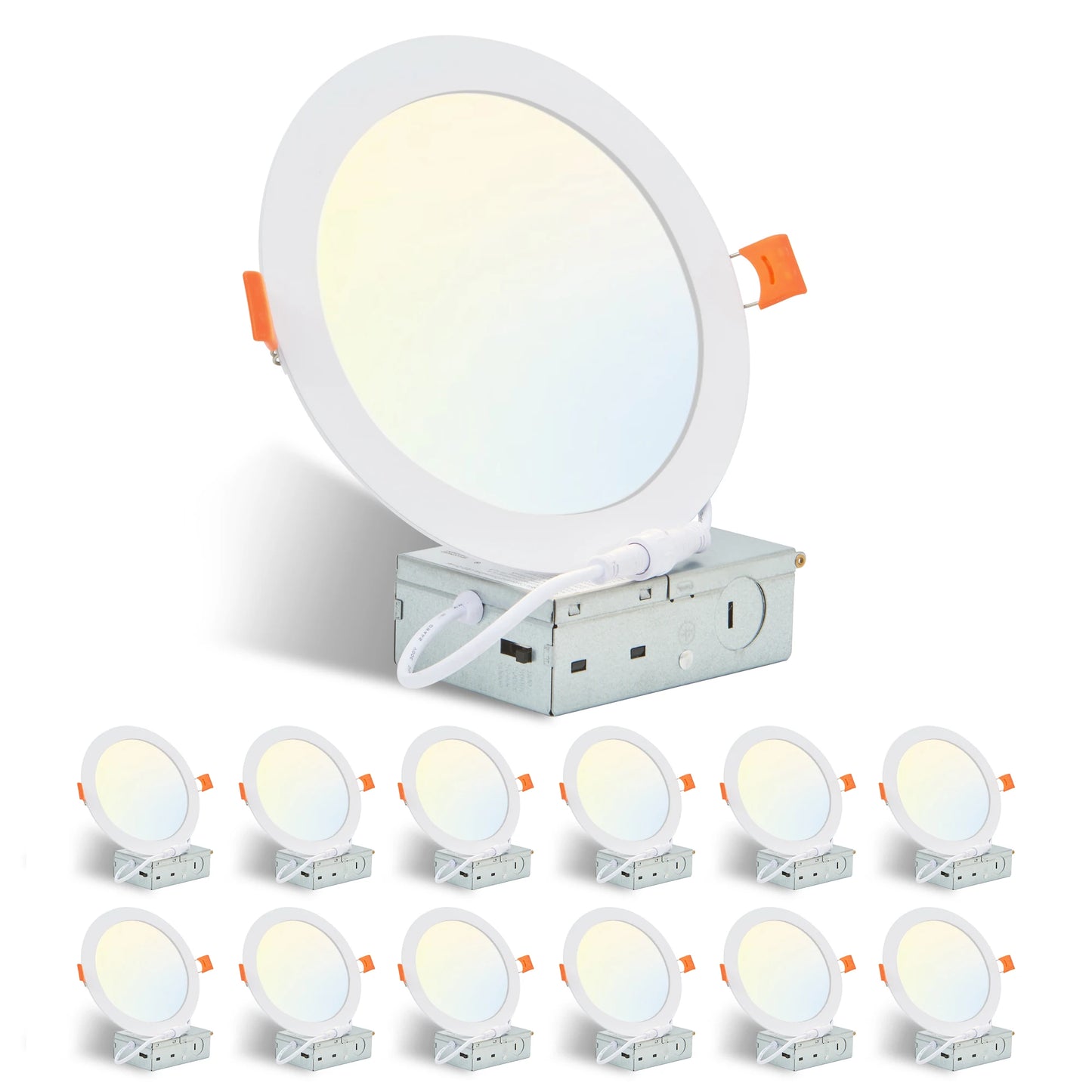 12-Pack Ultra-Thin LED Recessed Lights – Dimmable Downlights with Junction Box
