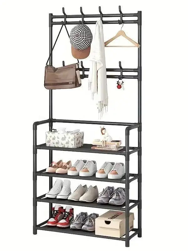 Industrial Entryway Hall Tree with Shoe Storage Bench, Coat Rack & Hanging Organizer