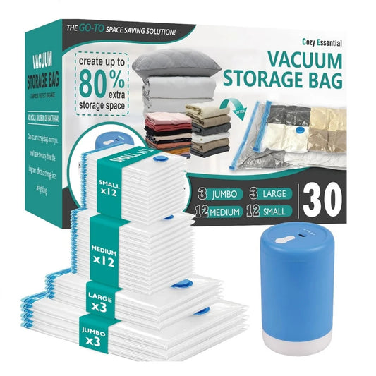 Vacuum Storage Bags with Electric Pump - Increase Storage Space by 80%