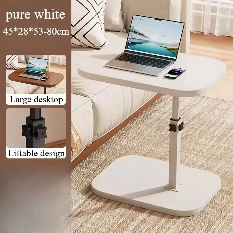 Adjustable Height Table - Portable Wooden Tabletop Sofa Side Table for Coffee, Office & Outdoor Use