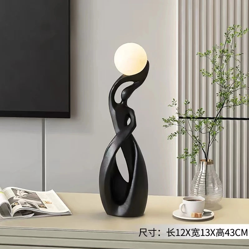 Nordic Abstract Art Sculpture - Luminous Floor Statue for Modern Living Room Decor