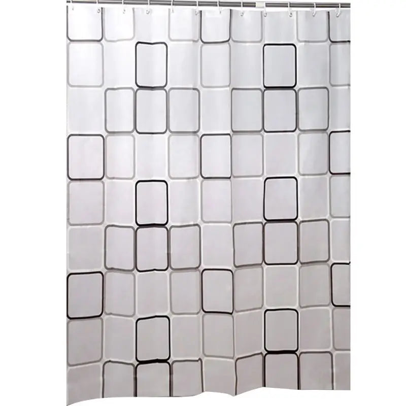 Waterproof Bathroom Shower Curtain - 180x200cm with 12 Hooks