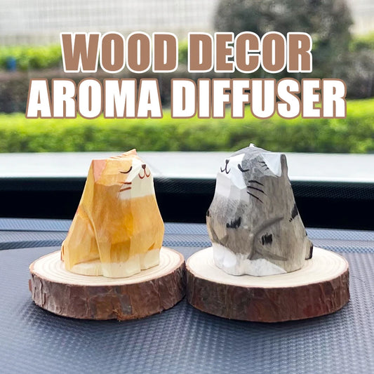 DIY Wooden Aroma Diffuser - Cute Cat & Dog Car Ornaments for Dashboard & Home Decor