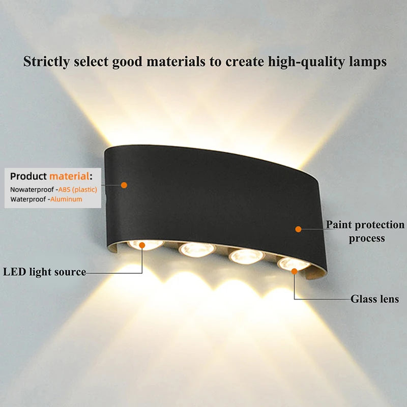 Modern LED Wall Sconces - Up Down Indoor/Outdoor Wall Mount Lights for Living Room & Hallway