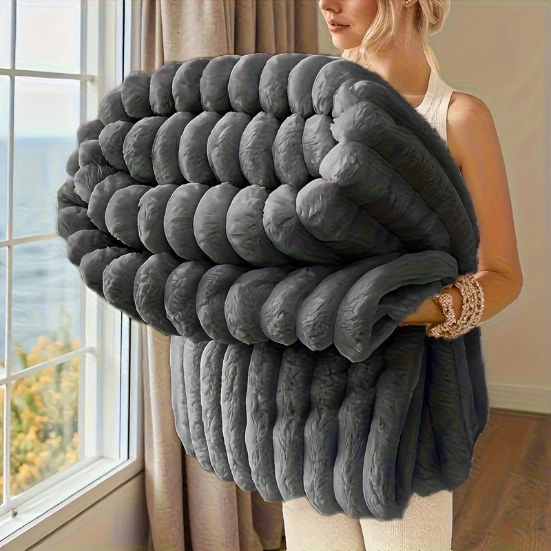 Striped Fleece Throw Blanket — Soft, Warm & Anti-Pilling in 3 Sizes & 7 Colors