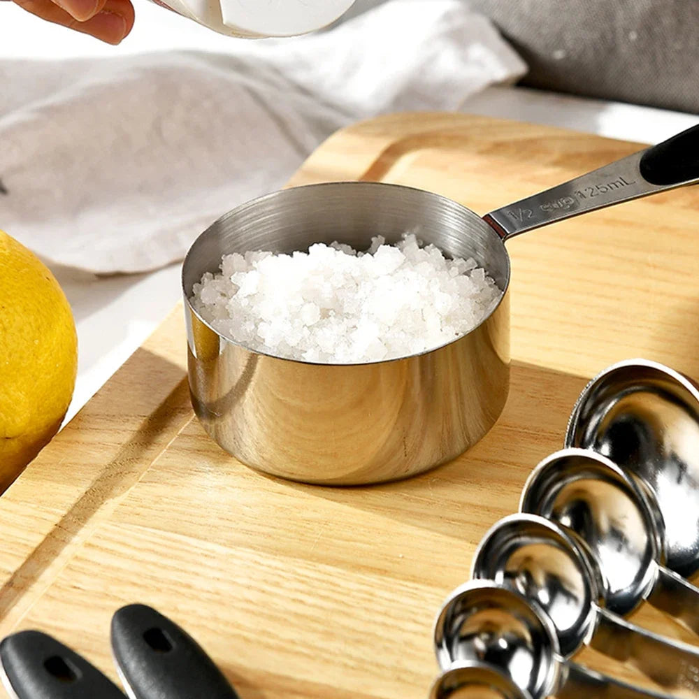 Stainless Steel Measuring Cups & Spoons Set - 10 Piece