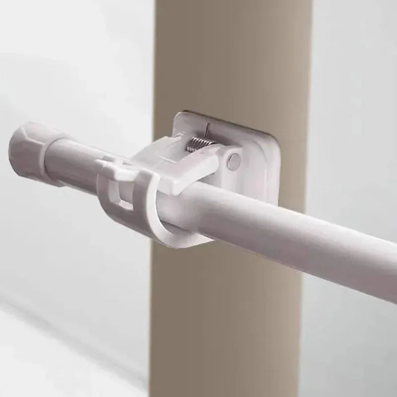 Adjustable Curtain Rod Clips - Self-Adhesive Nail-Free Wall Brackets