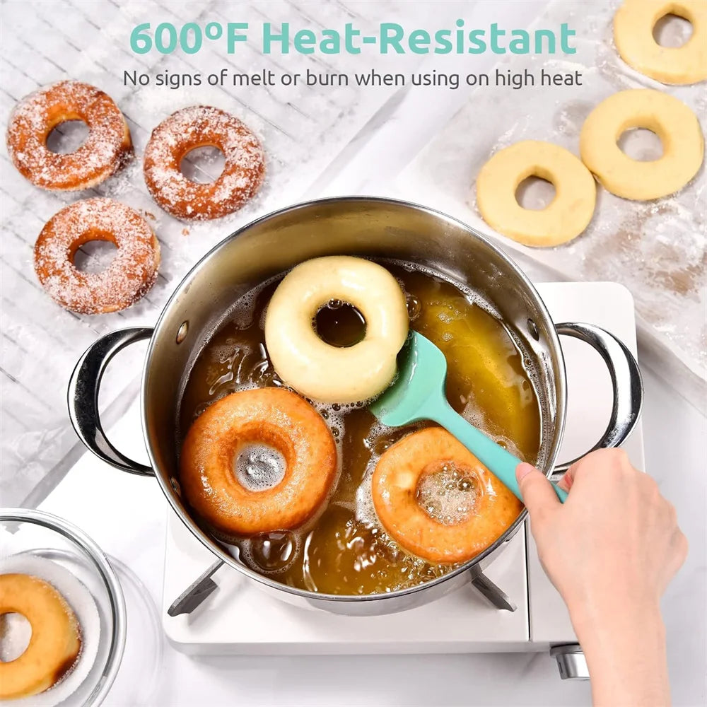 Silicone Spatula Set 4-Piece - Heat Resistant Kitchen Utensils with Non-Slip Handles