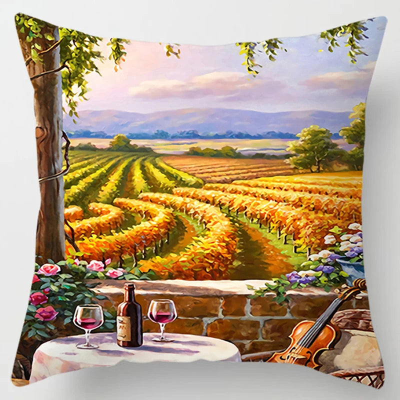 Lavender Pattern Throw Pillow Cover - Decorative Sofa Cushion Case for Living Room & Bedroom