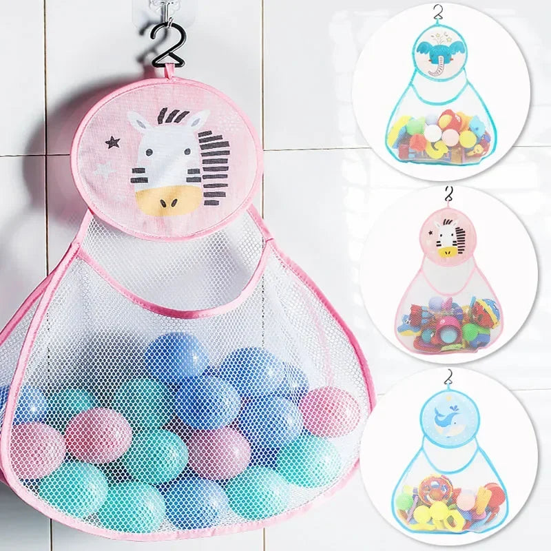 Kids Bath Toy Storage Bag — Waterproof Mesh Hanging Organizer with Cute Animal Prints
