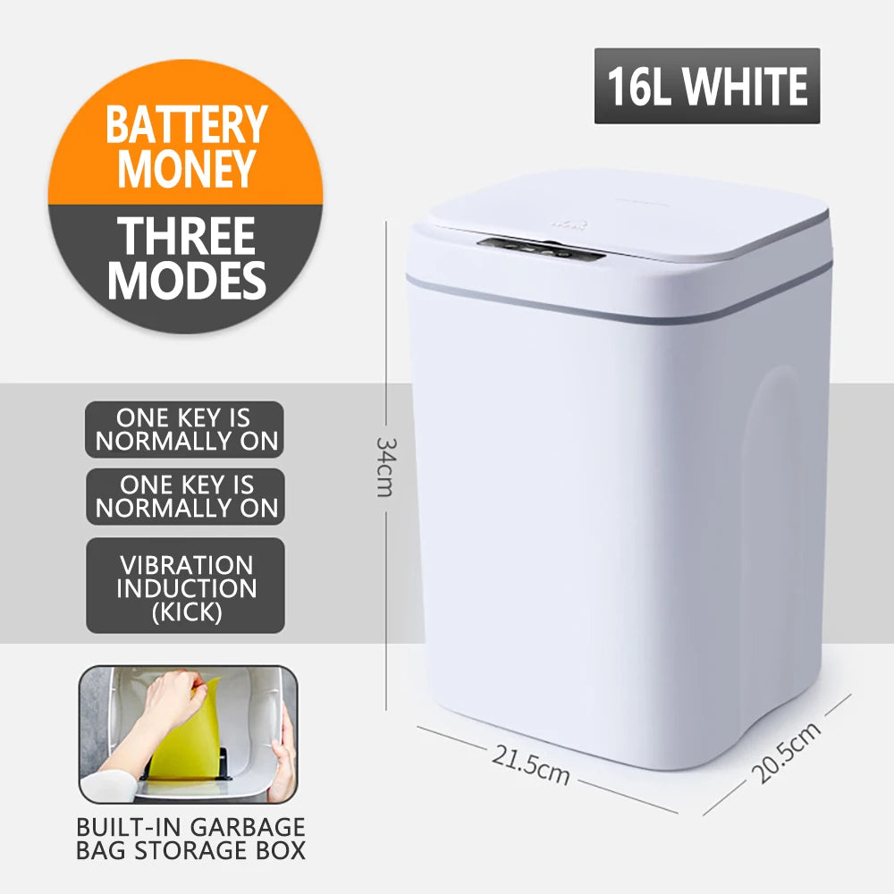 Smart Touchless Trash Can - 12-16L Automatic Sensor Waste Bin