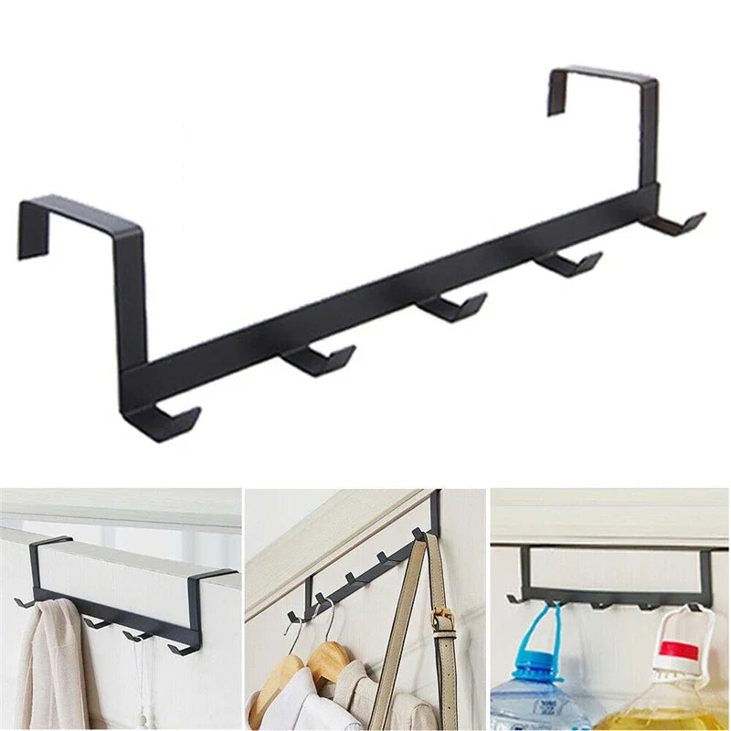 Over-The-Door Hooks - 5-Hook Storage Rack for Clothes, Coats, Hats & Towels