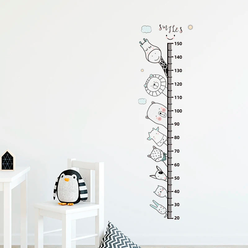 Cartoon Animal Height Chart Wall Stickers - Kids Growth Ruler 3-Piece Set