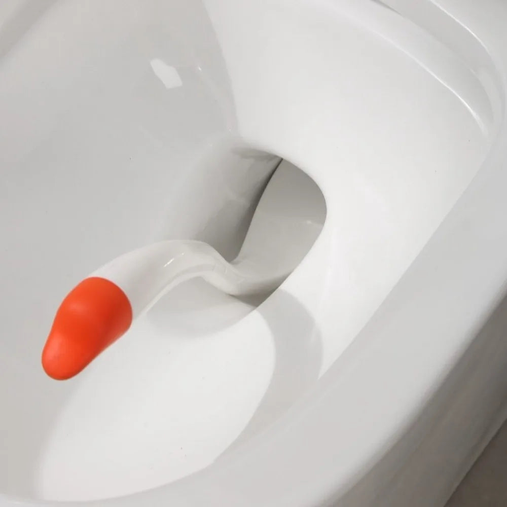 Swan-Shaped Toilet Brush & Plunger Set - Elegant Long Handle Bathroom Cleaning Tool