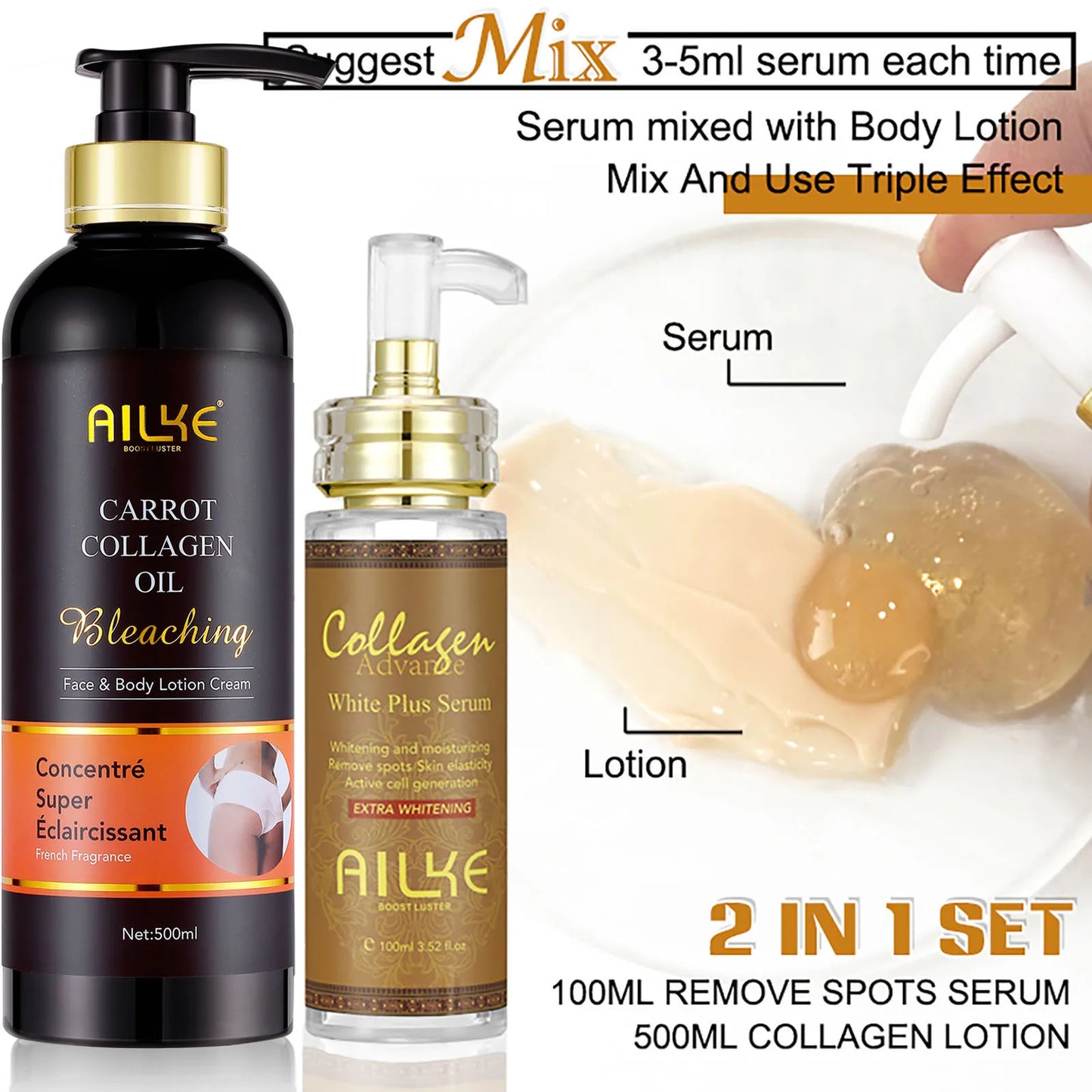 AILKE 5-in-1 Collagen Skincare Set - Complete Anti-Aging & Brightening System for Radiant Skin