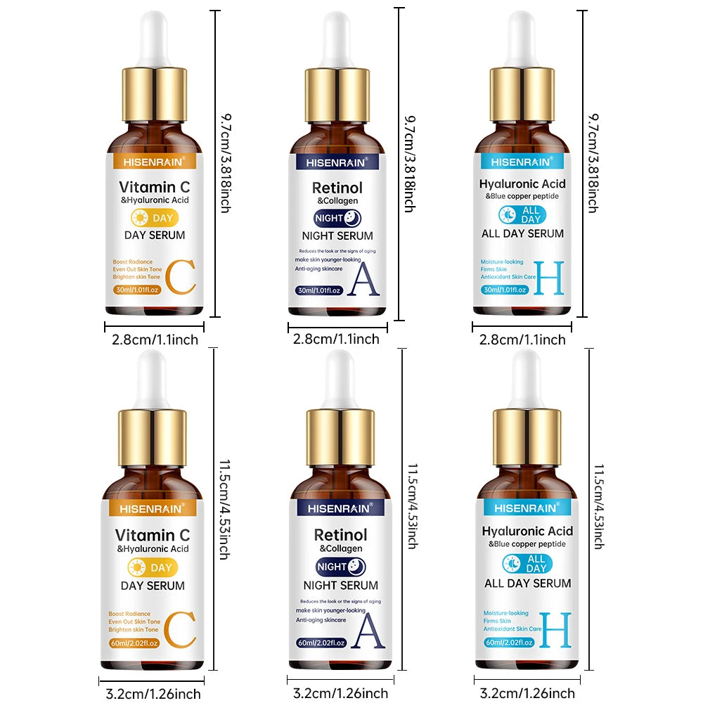 HISENRAIN Vitamin C + Retinol + Hyaluronic Acid Serum Duo - Anti-Aging Brightening & Hydration