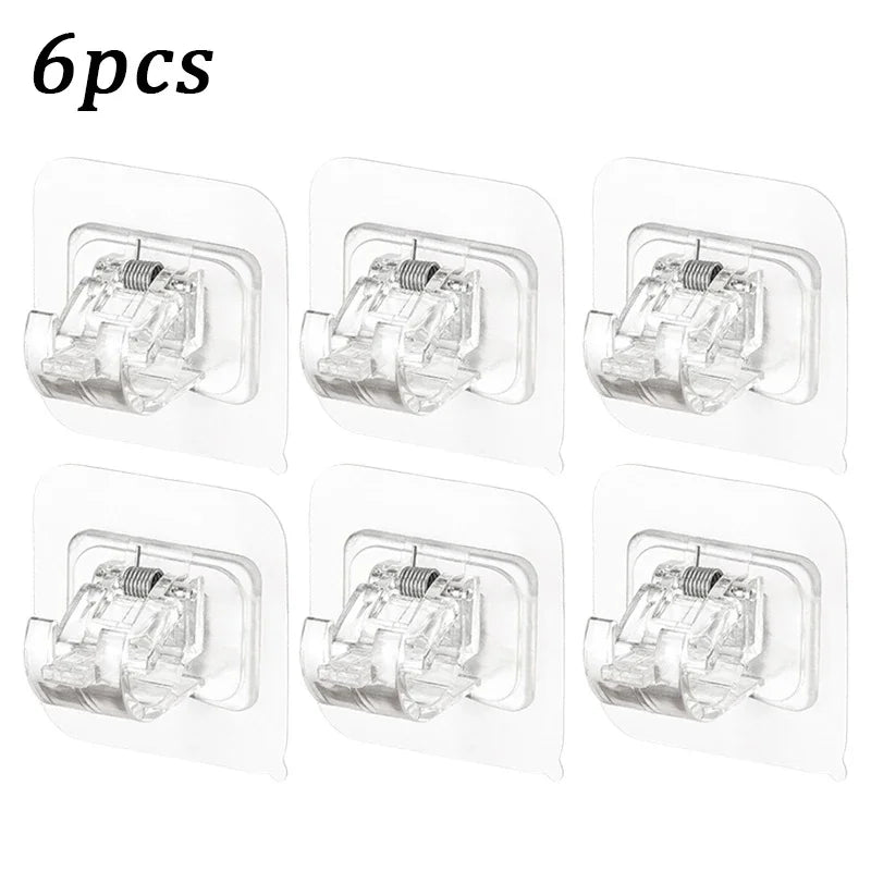 Adjustable Curtain Rod Clips - Self-Adhesive Nail-Free Wall Brackets