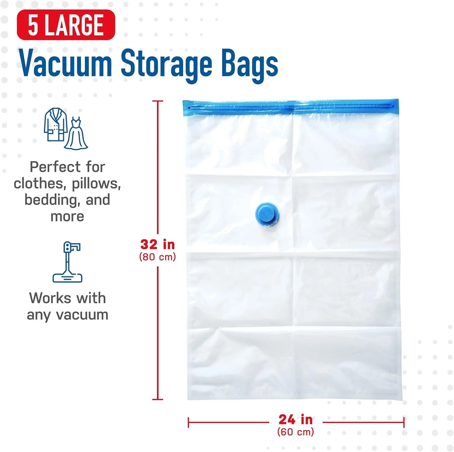 Vacuum Storage Bags with Electric Pump - Increase Storage Space by 80%
