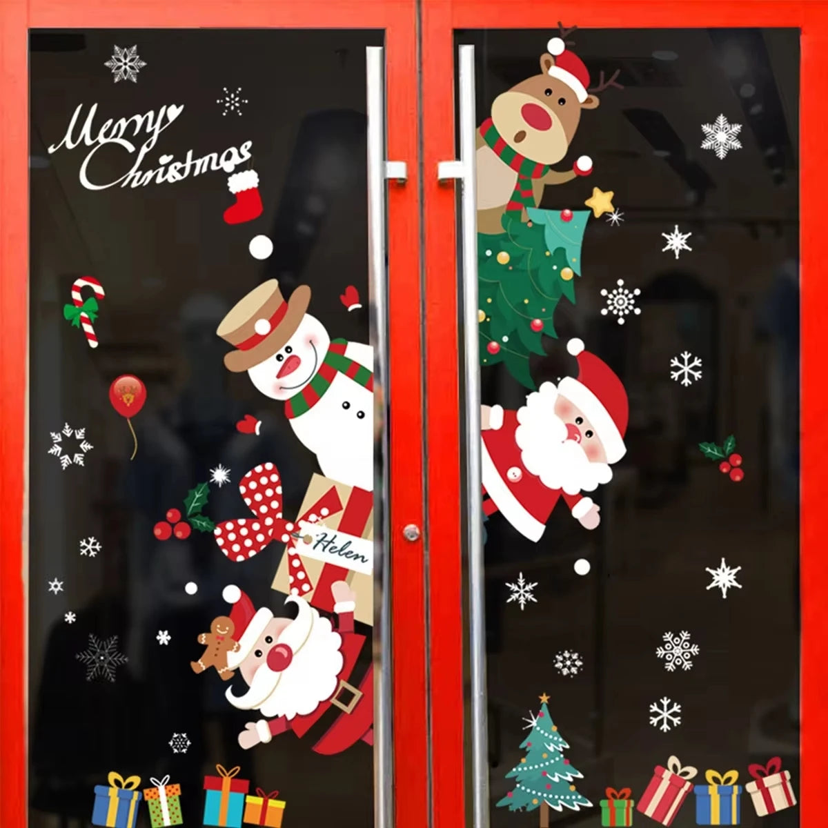 Christmas Window Stickers - Festive Holiday Decals for Home & Kids Room