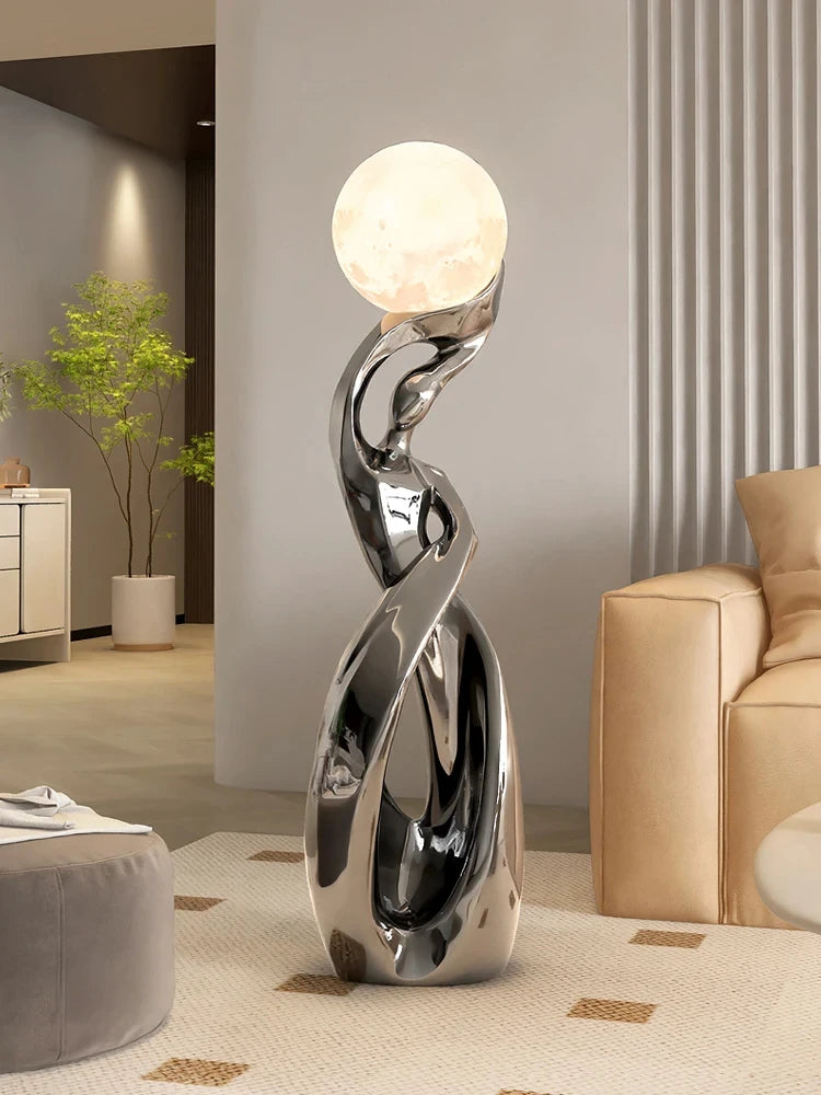 Nordic Abstract Art Sculpture - Luminous Floor Statue for Modern Living Room Decor