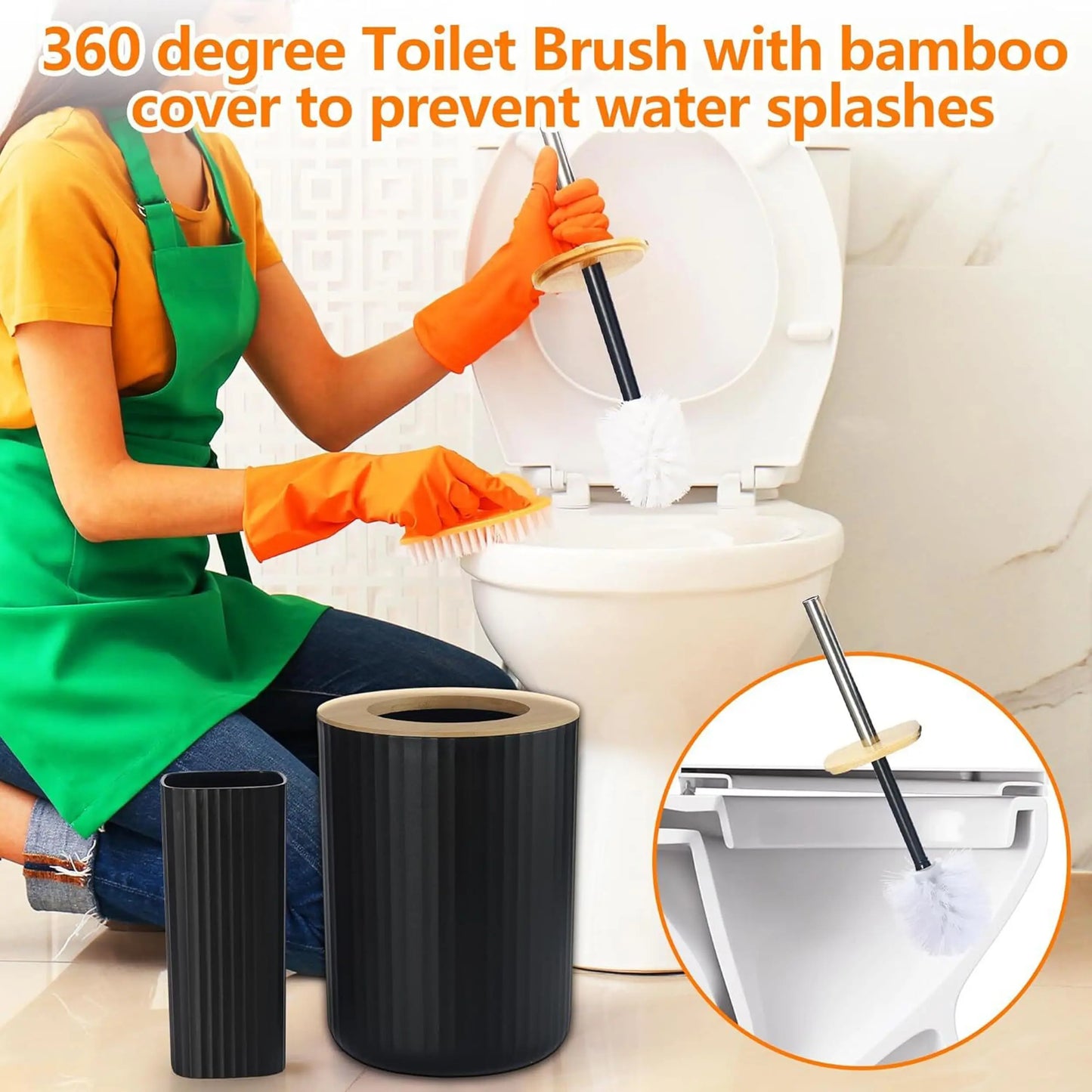 Modern Bathroom Essentials Set - 6-Piece Accessories Including Toothbrush Holder, Waste Bin & Soap Dispenser
