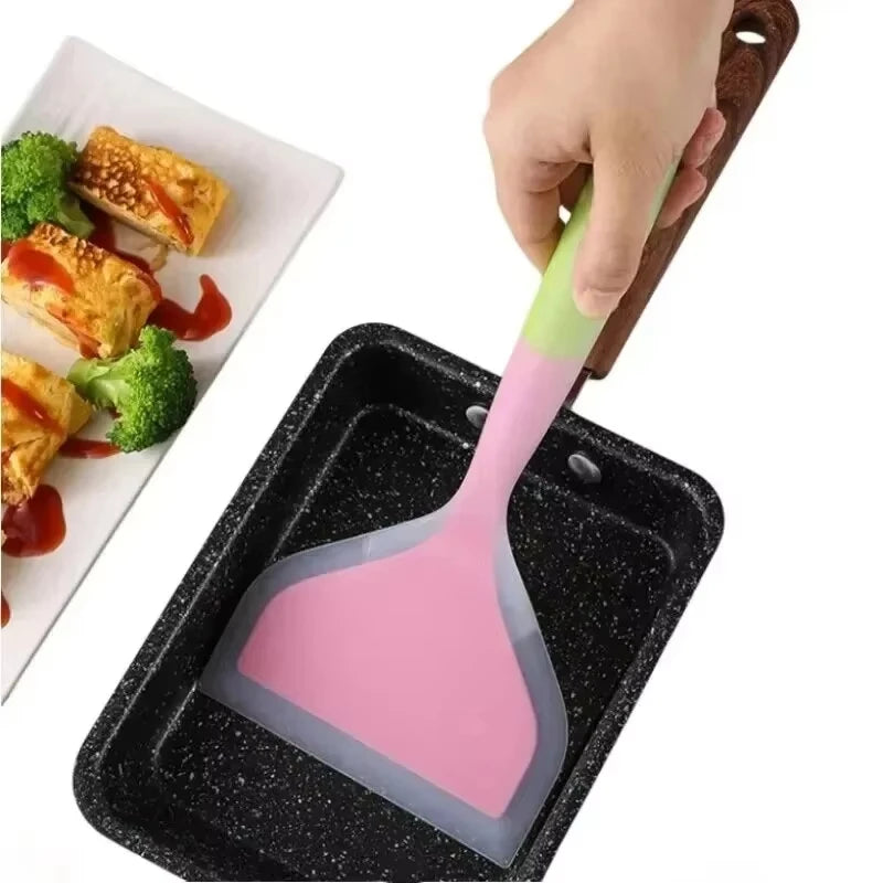 Silicone Pancake Spatula - Heat-Resistant Wide Turner for Eggs, Beef & Pizza