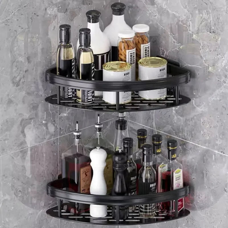 No-Drill Bathroom Corner Shelf - Wall Mount Storage Rack