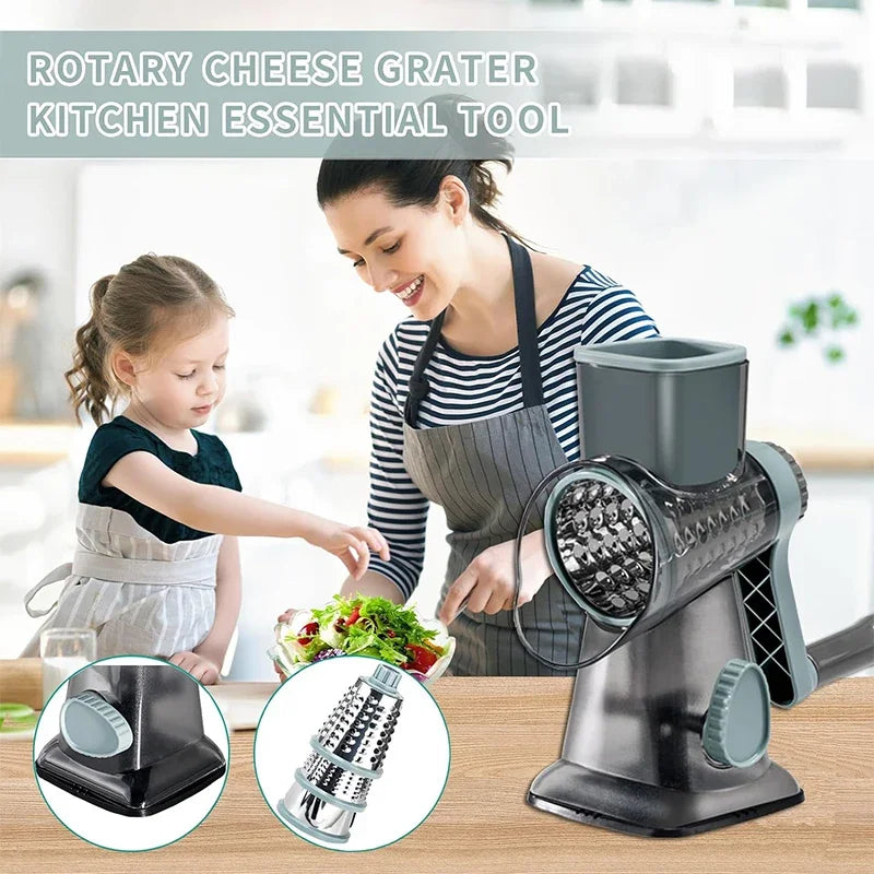 3-in-1 Rotary Grater & Slicer with Container
