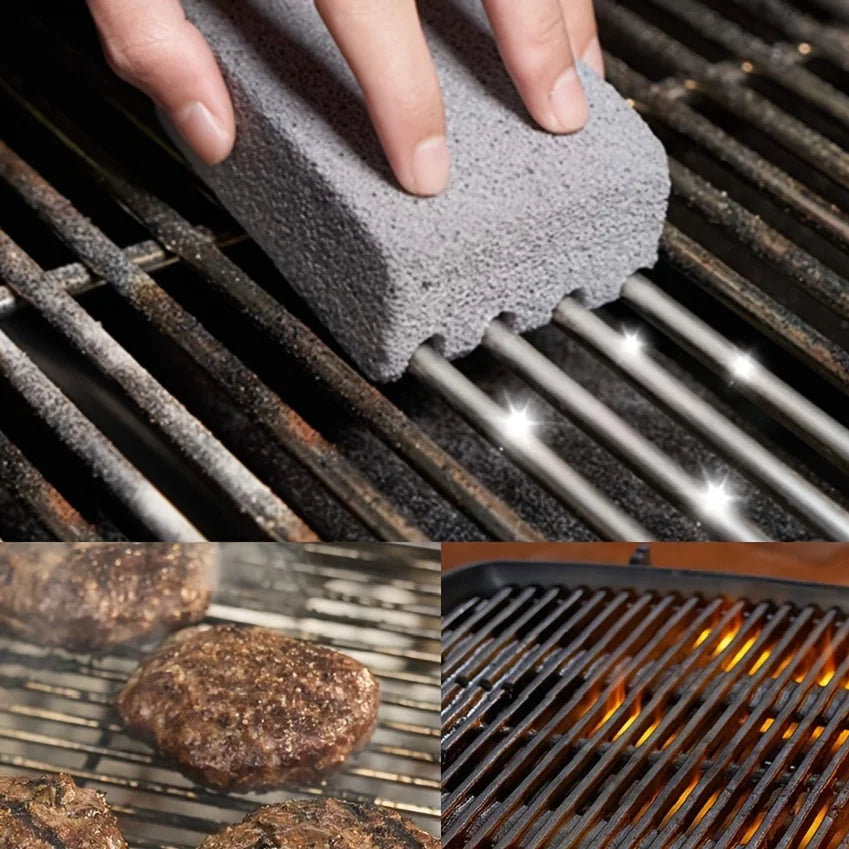 BBQ Grill Cleaning Brush Brick - Pumice Stone Block for Barbecue Rack & Outdoor Kitchen