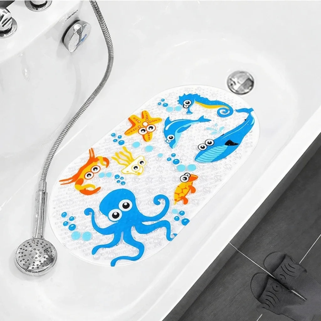 Non-Slip Shower Mat with Suction Cups - Cute Cartoon Bath Mat