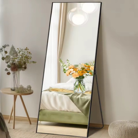 Full Length Mirror 59" - Standing Floor Mirror with Rectangle Corners & Aluminum Frame
