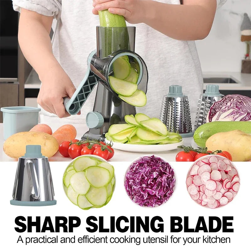 3-in-1 Rotary Grater & Slicer with Container