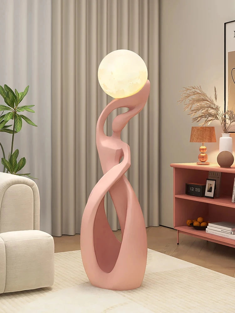 Nordic Abstract Art Sculpture - Luminous Floor Statue for Modern Living Room Decor