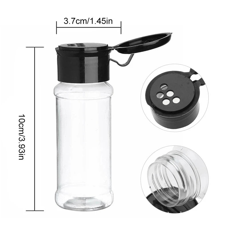 Clear Plastic Spice Jar Set with Rack — 5, 10, 15 & 20 Piece Seasoning Organizer for Kitchen & BBQ