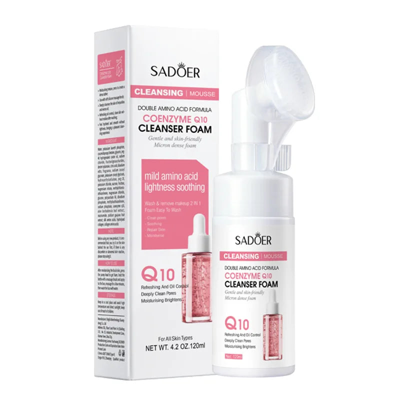 SAODER Q10 Vitamin C Facial Cleanser - Brightening Foam Face Wash for Radiant Skin