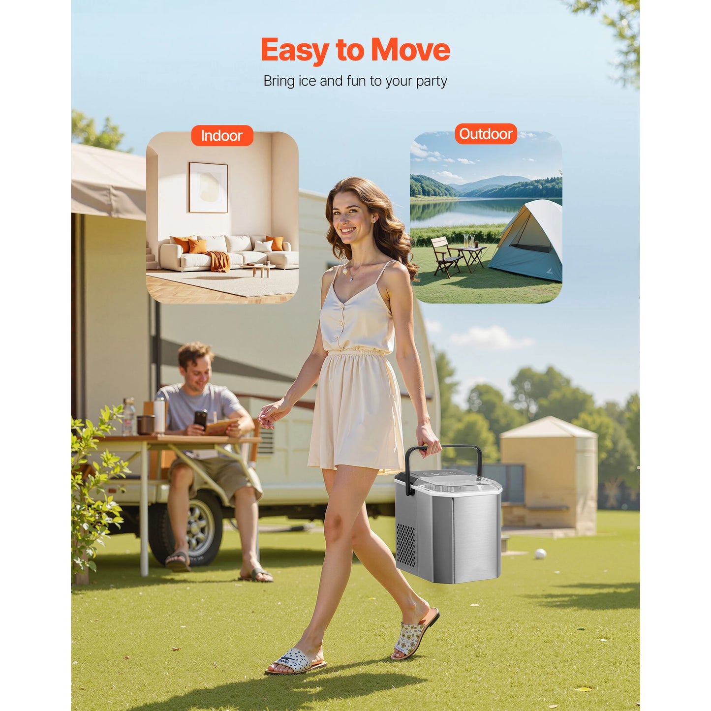Countertop Ice Maker - 26lbs Daily Capacity with Self-Cleaning Function