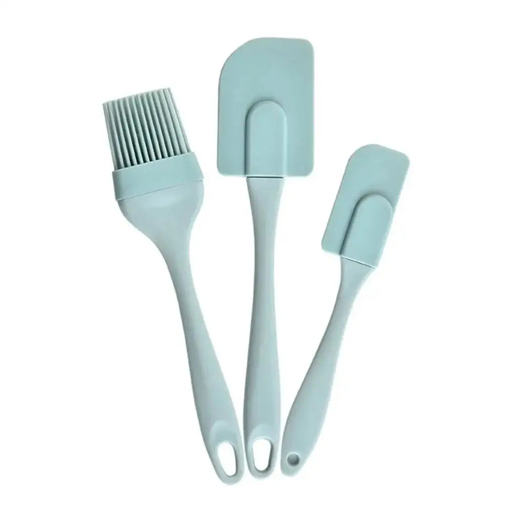 3-Piece Silicone Baking Spatula Set - Non-Stick Cream Scraper & Oil Brush with PP Handle