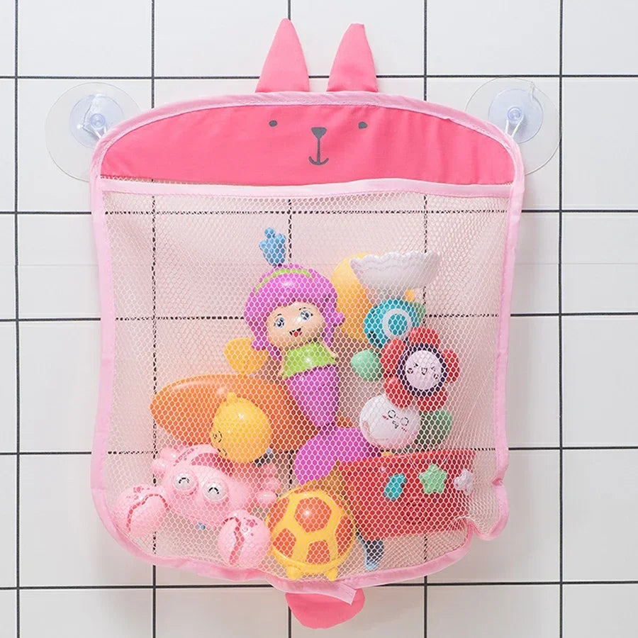 Kids Bath Toy Storage Bag — Waterproof Mesh Hanging Organizer with Cute Animal Prints