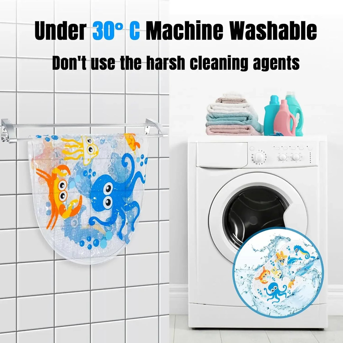 Non-Slip Shower Mat with Suction Cups - Cute Cartoon Bath Mat