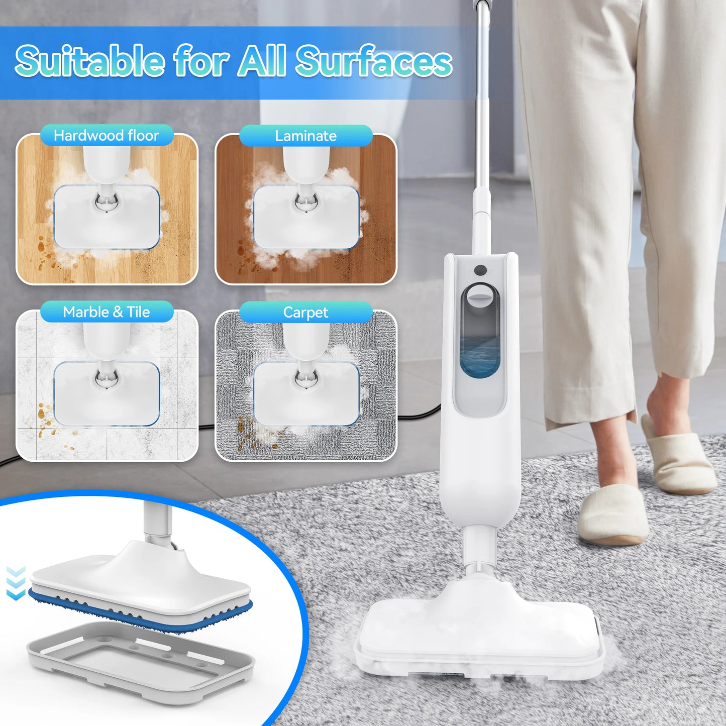 INSE F2 Steam Mop — 6-in-1 High-Temperature Steam Cleaner for Floors, Carpet & Kitchen