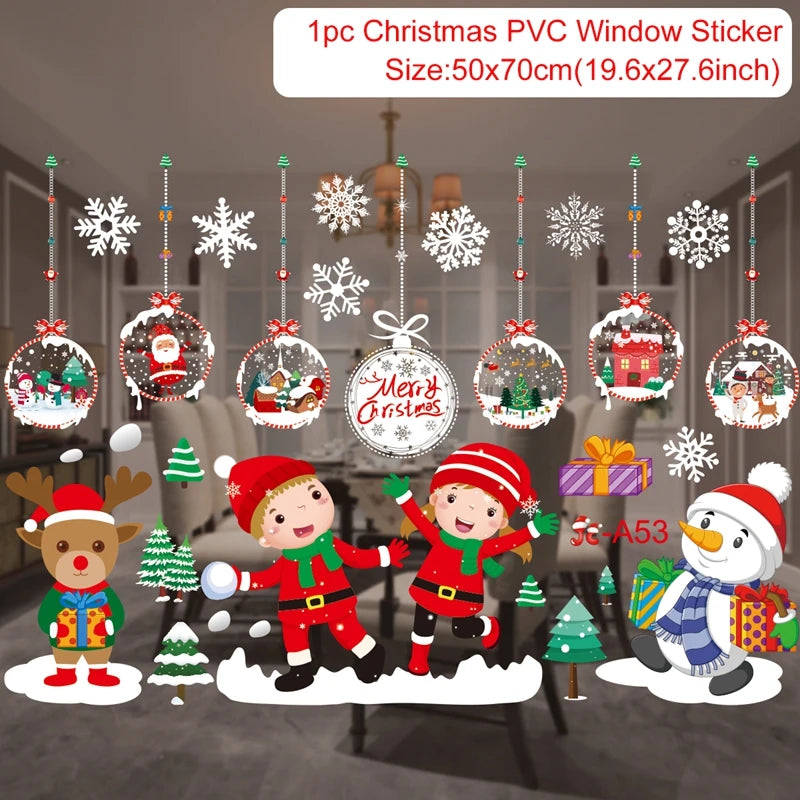 Christmas Window Stickers - Festive Holiday Decals for Home & Kids Room