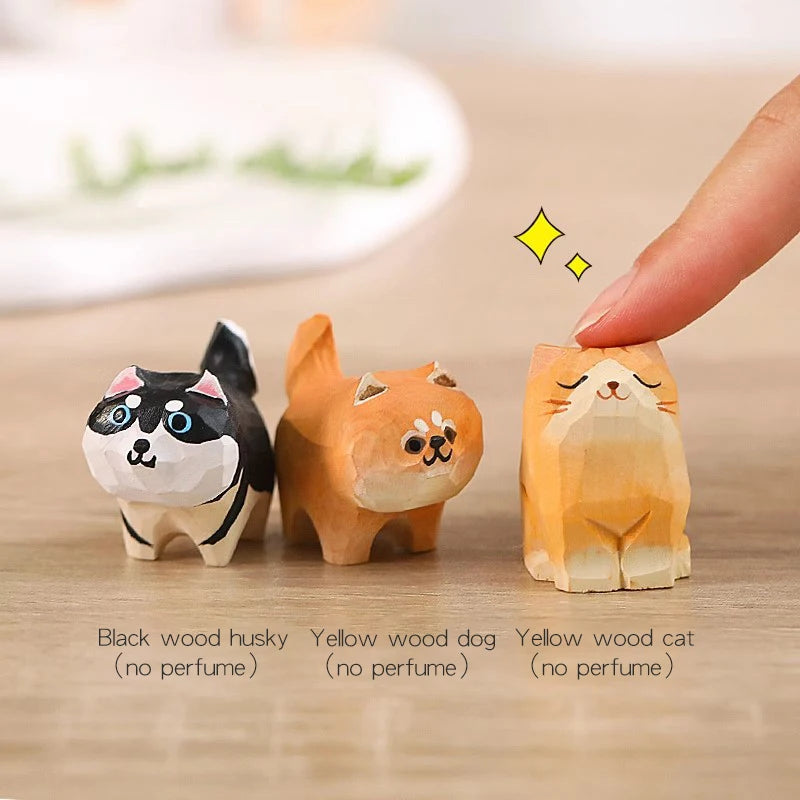 DIY Wooden Aroma Diffuser - Cute Cat & Dog Car Ornaments for Dashboard & Home Decor
