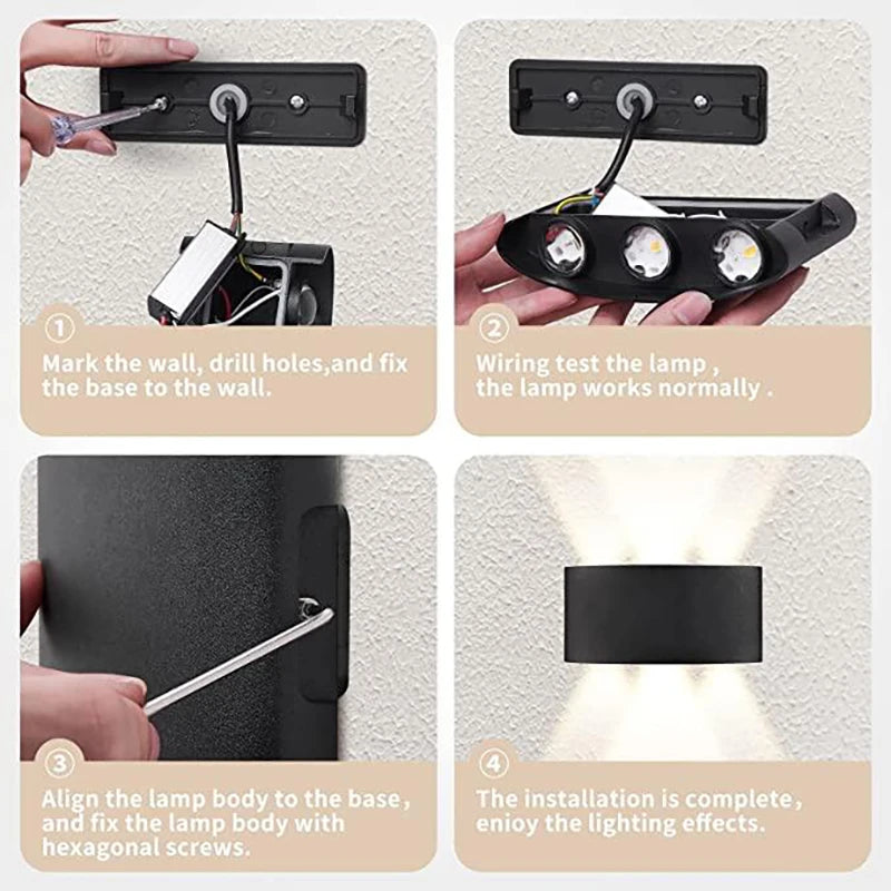 Modern LED Wall Sconces - Up Down Indoor/Outdoor Wall Mount Lights for Living Room & Hallway