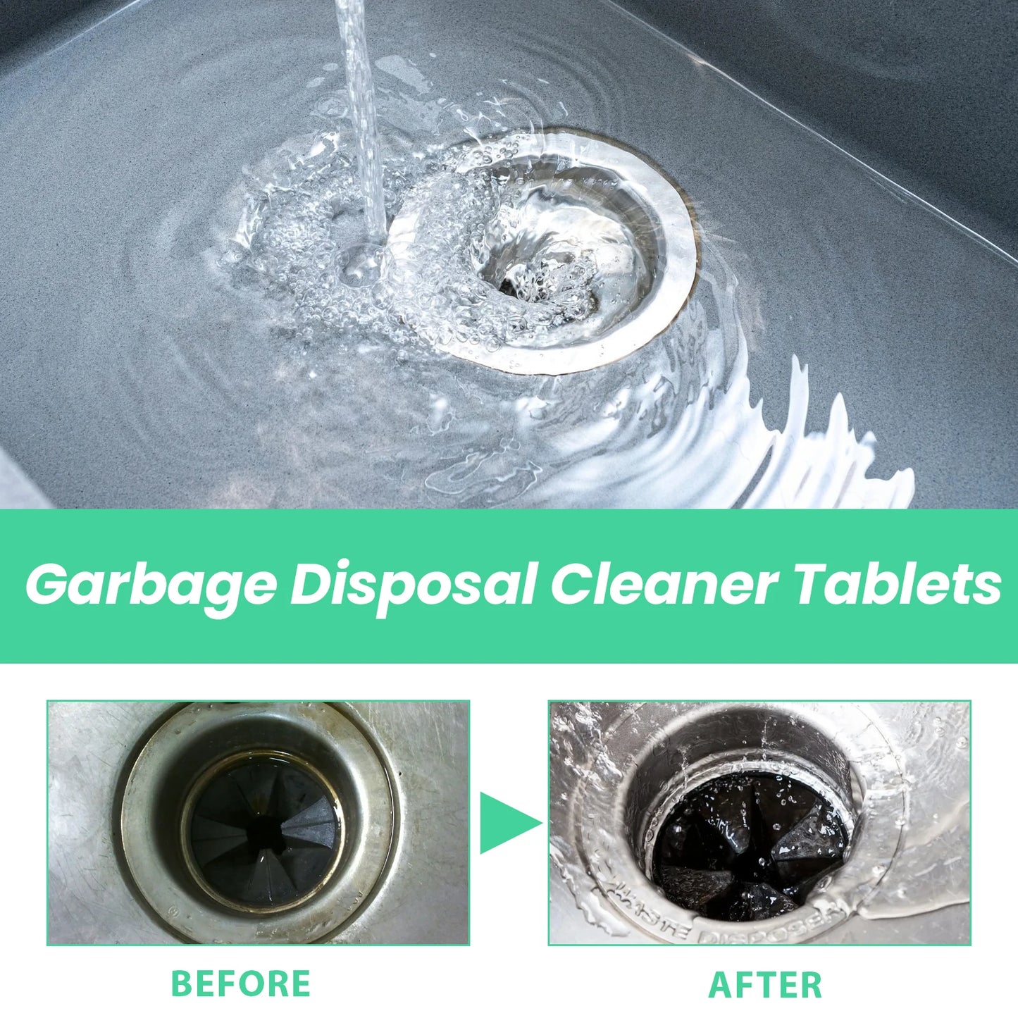 Garbage Disposal Cleaner Tablets - Foaming Drain Deodorizer 12-Pack